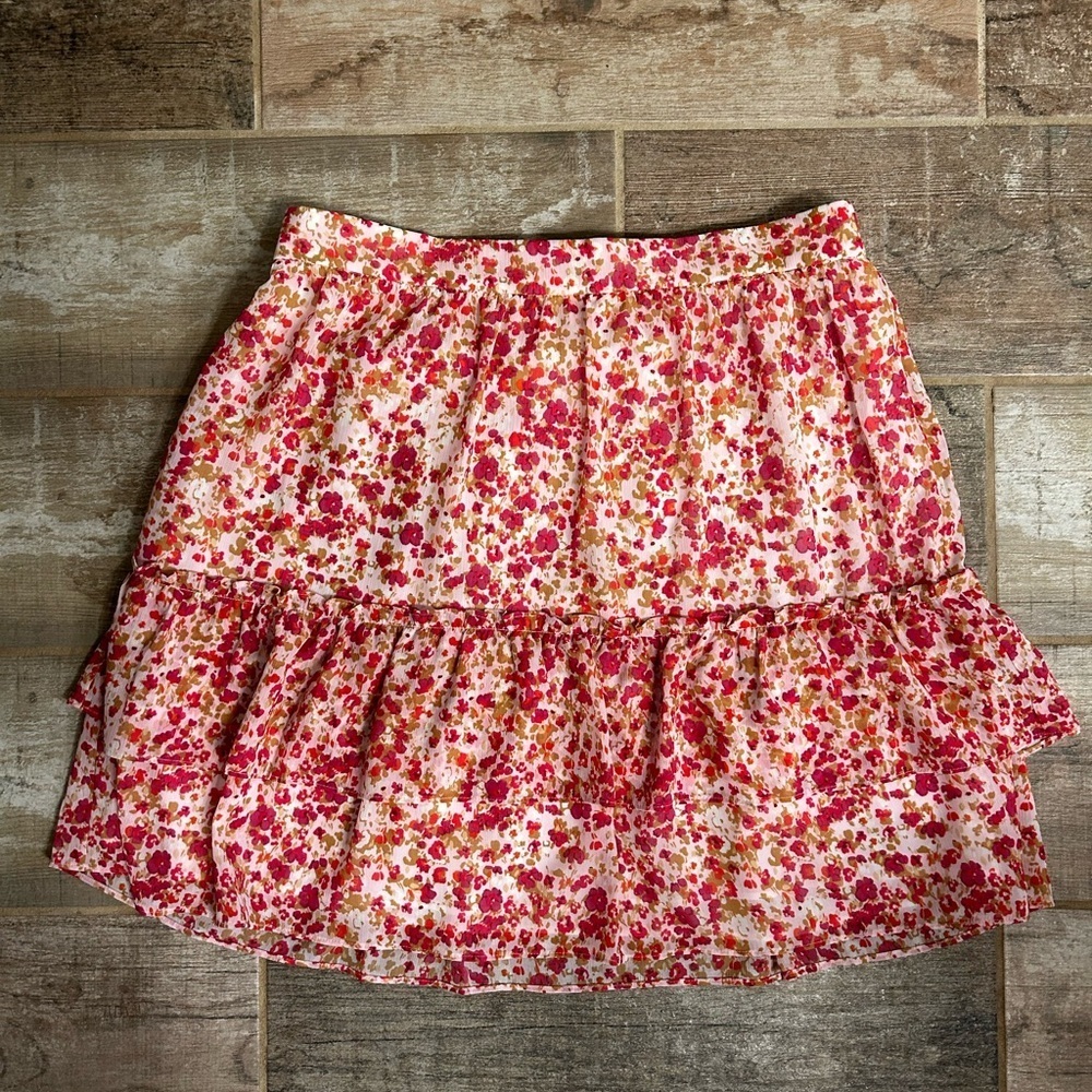 🆕NWT JCrew Factory Tiered ruffle mini floral print elastic waist skirt